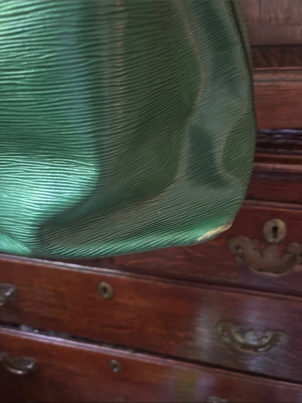 LV Epi Noe green Textured Drawstring Shoulder Bucket Bag - Picture 7 of 9